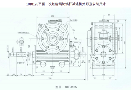 18TU125平面二次包絡(luò)蝸輪蝸桿減速機